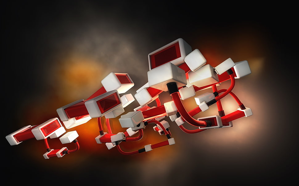red and white coated cables wallpaper HD wallpaper