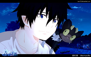 black-haired male anime character wallpaper, anime, Blue Exorcist, Okumura Rin, anime boys