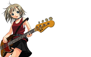 female anime holding electric guitar HD wallpaper