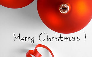 Merry Christmas text overlay, Christmas ornaments , Christmas, ribbon HD wallpaper