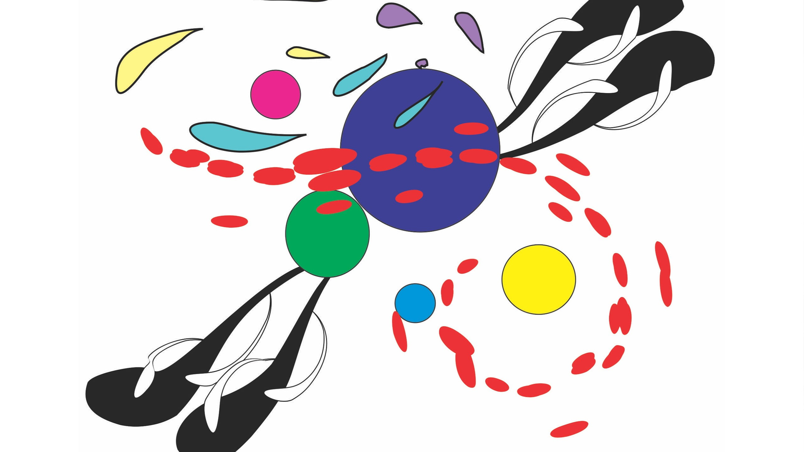 multicolored circles illustration, digital art, minimalism, surreal, white background