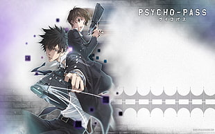 Psycho-Pass wallpaper, Psycho-Pass, anime, Kougami Shinya , Tsunemori Akane