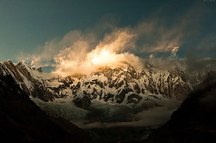 top view of mountain surrounding ice HD wallpaper