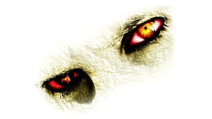 red eye illustration, digital art, yellow eyes, closeup, creature