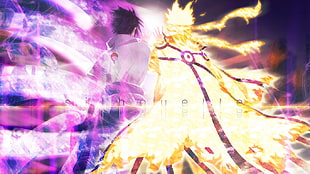 Naruto and Sasuke digital wallpaper