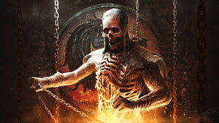 skeleton man on fire HD wallpaper