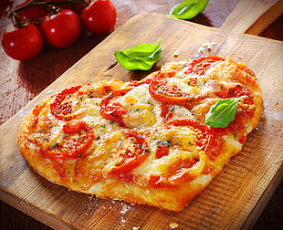 cheese and tomato pizza, pizza, food, heart, tomatoes HD wallpaper