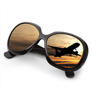 black framed sunglasses