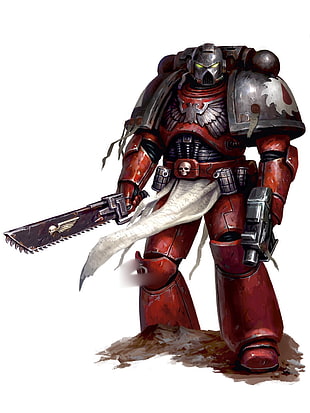 red and gray armor illustration, Warhammer 40,000, Space Marine HD wallpaper