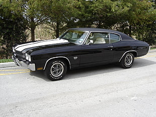 black and white coupe, car, Chevrolet, Chevrolet Chevelle, 1970