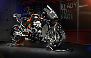 black and orange sports bike, Moto GP, motorcycle