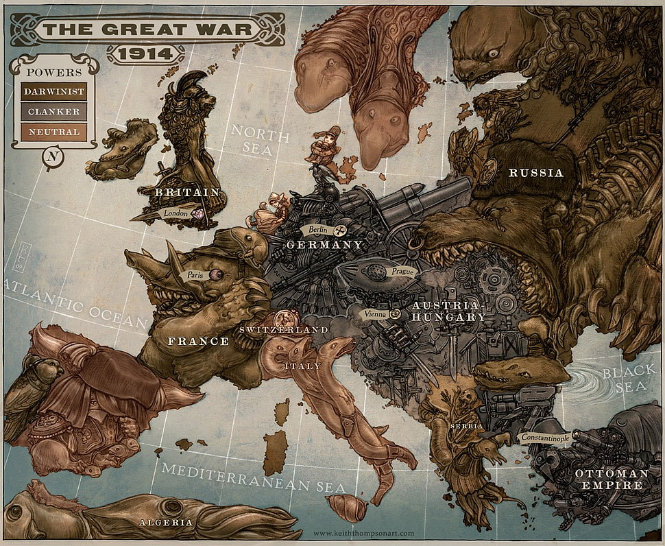 brown and black The Great War-printed map, leviathan HD wallpaper