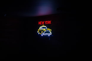 New York yellow vehicle neon signage