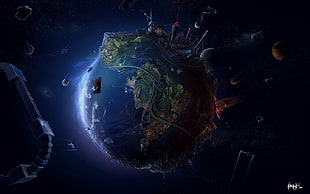 planet earth illustration, anime, space, abstract, Earth HD wallpaper
