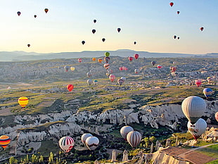 assorted-color hot-air balloons, hot air balloons HD wallpaper
