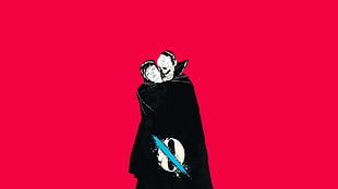 cartoon characters, metal music, Queens of the Stone Age, album covers, pink
