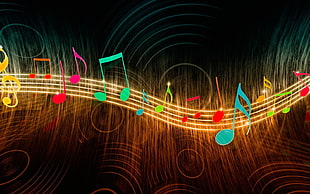 multicolored musical note artwork, music, musical notes