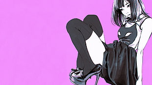 female character in black top and skirt digital wallpaper, Ilya Kuvshinov, artwork HD wallpaper