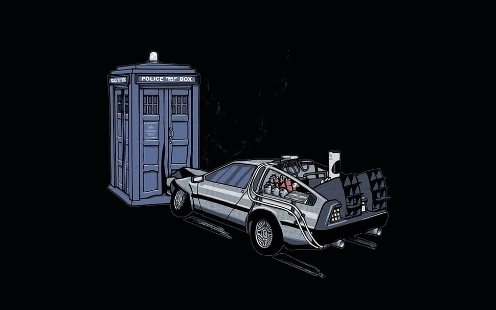 back to the future illustration, crossover, Back to the Future, Doctor Who HD wallpaper