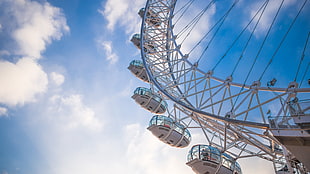 gray Ferris wheel, architecture, city, London Eye, clouds