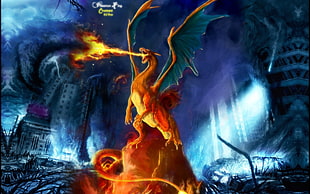 orange dragon illustration, Pokémon, Charizard, video games HD wallpaper