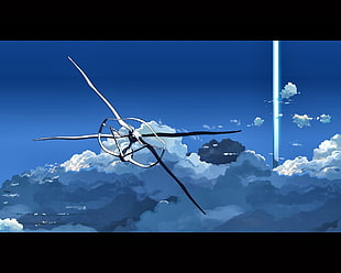 satellite illustration, artwork, The Place Promised In Our Early Days, anime, sky