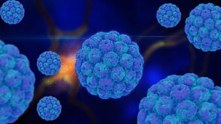 blue microorganism illustration, atoms, science, blue, blood HD wallpaper