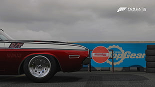 red and white vehicle, Forza Motorsport, car, Dodge, Dodge Challenger