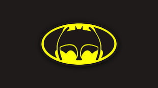 Batman logo digital wallpaper, simple background, logo, black, yellow