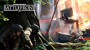 Star Wars Battlefront poster, Star Wars, Star Wars: Battlefront, Endor, AT-ST HD wallpaper