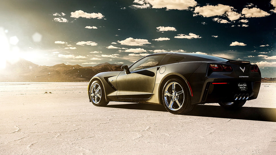 gray Chevrolet Corvette coupe, Chevrolet Corvette Stingray, car, vehicle, desert HD wallpaper