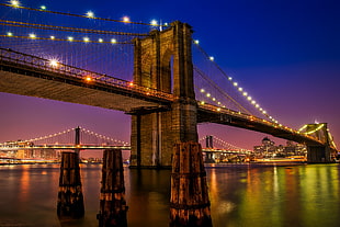 panorama photography of lighted bridge HD wallpaper