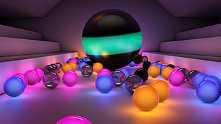 assorted color of LED lights, artwork, ball, sphere, digital art HD wallpaper