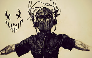 male with mask illustration, Mushroomhead, metal band, Nu Metal, alternative metal 