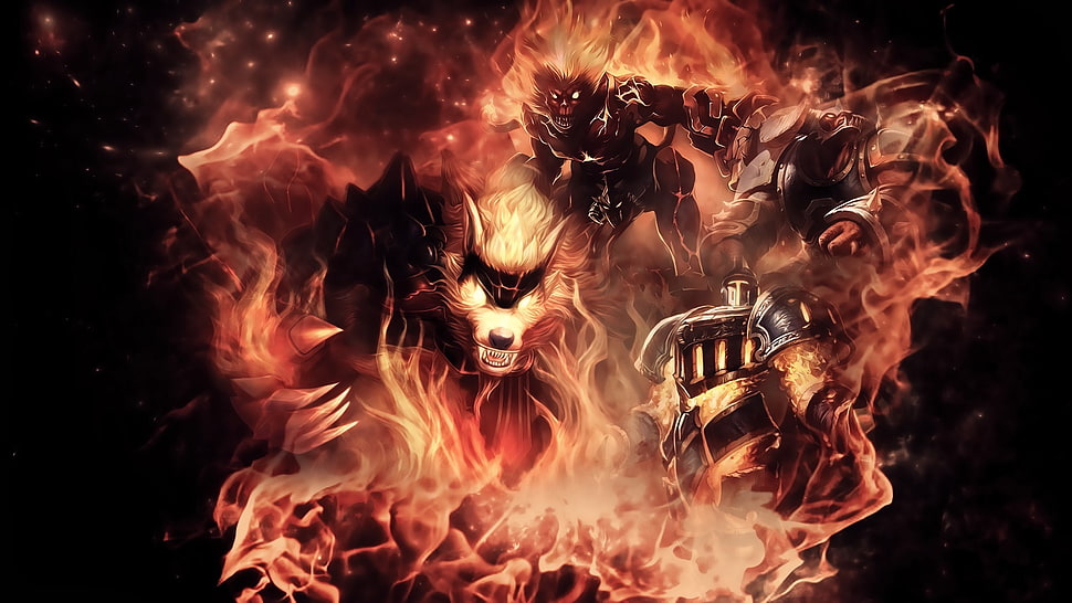flame monsters digital wallpaper, fire HD wallpaper