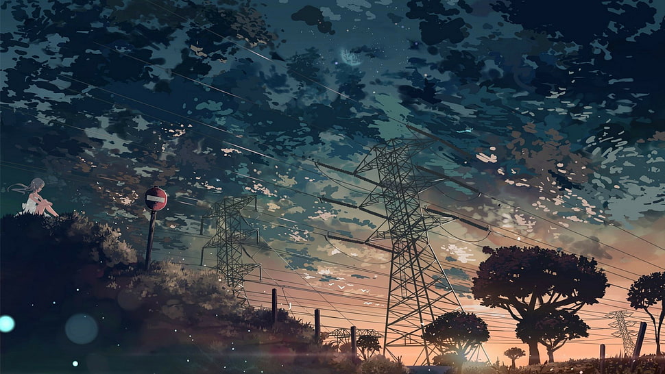 black tree, anime, backround HD wallpaper