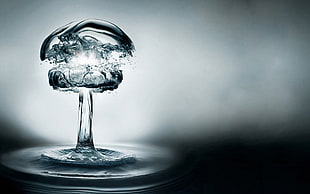 photo of water drop, water, atomic bomb, liquid, digital art