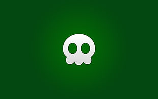 white skull logo, minimalism, skull, green background