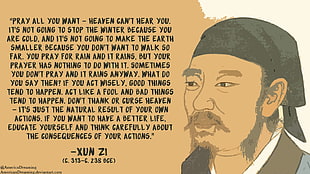 Xun Zi illustration, quote, atheism, confucian