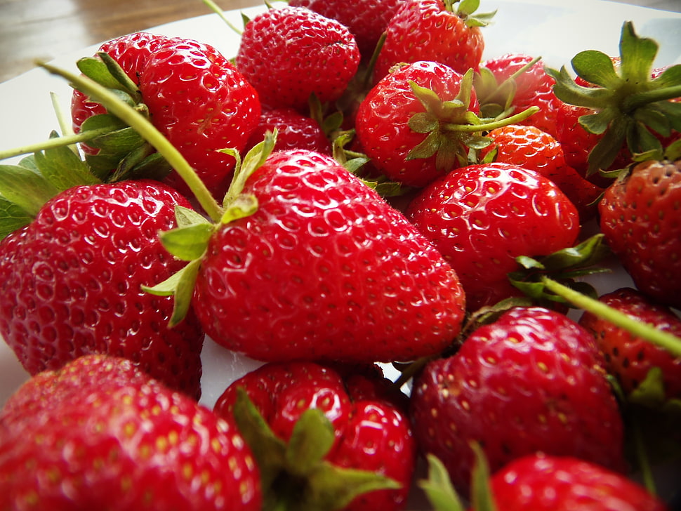 closeup photo of Strawberries HD wallpaper