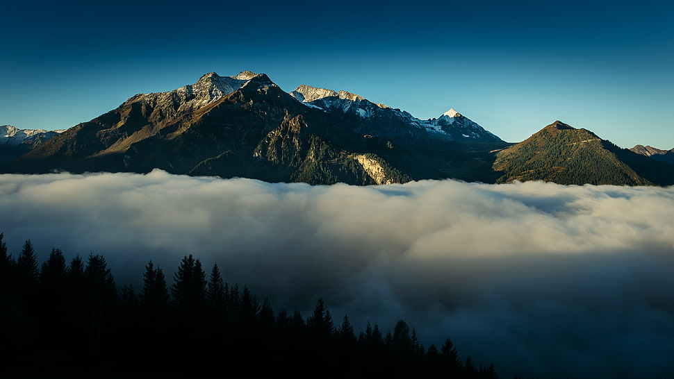 mountain ranges and clouds HD wallpaper