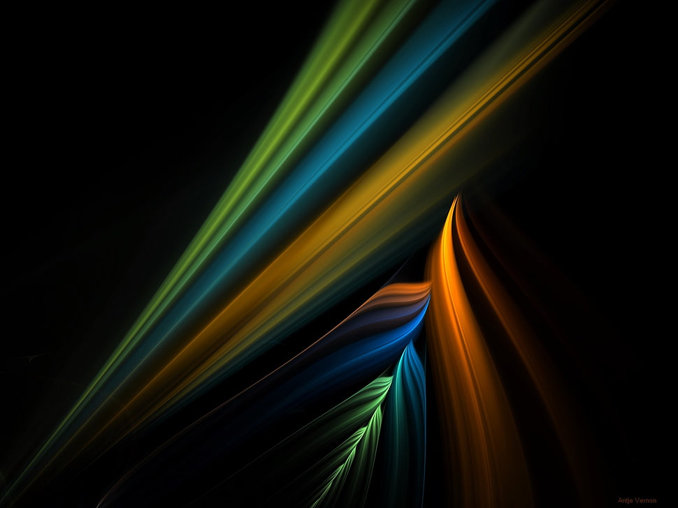 green, blue, and yellow light artwork HD wallpaper