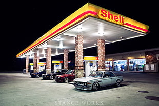 Shell gasoline station, gas stations, BMW, Shell Oil Company, Stanceworks HD wallpaper