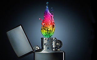 red and green glass table lamp, lights, lighter, liquid, rainbows
