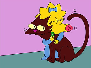 brown and black characters illustration, The Simpsons, cat, Maggie Simpson