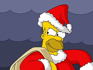 Bart Simpson wearing santa claus costume illustration