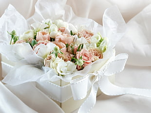 pink and white bouquet of flower