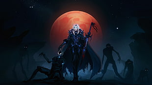 arch mage character holding wand during blood moon illustration