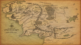 Middle Earth map, movies, The Lord of the Rings, Middle-earth, map