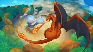 dragon 2D cartoon, Pokémon, Charizard, Blastoise, artwork